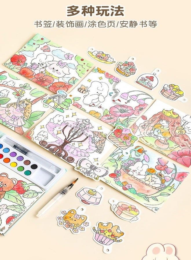 SAMVARDHAN Watercolor Painting Book Set - DIY Graffiti Coloring Note-Book with Watercolor Gouache Brush, Creative Cartoon Coloring Book, Dip Water to Paint Painting Set for Kids, Boys, Girls, Childrens (Rabbit) - Image 5